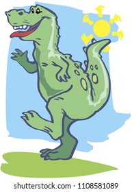 Vector illustration of funny cartoon dinosaur