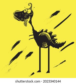 Vector illustration of funny cartoon dinosaur