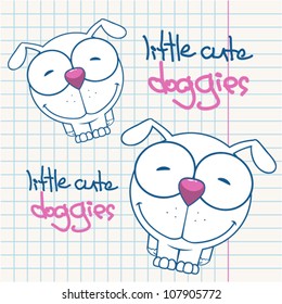 Vector illustration with funny cartoon dog character.