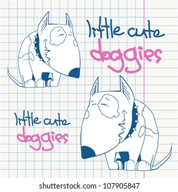 Vector illustration with funny cartoon dog character.
