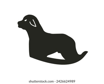 Vector illustration of funny cartoon dogs in trendy flat style, Dogs collection, Vector silhouette of dog on white background.