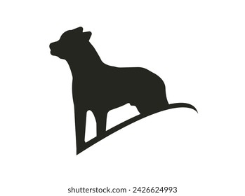Vector illustration of funny cartoon dogs in trendy flat style, Dogs collection, Vector silhouette of dog on white background.