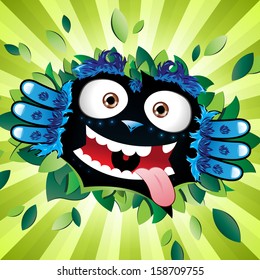 Vector illustration. Funny cartoon face for postcard and sticker