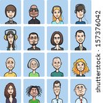 Vector illustration of funny cartoon faces collection. Easy-edit layered vector EPS10 file scalable to any size without quality loss. High resolution raster JPG file is included.