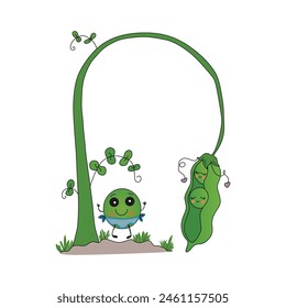 Vector illustration of Funny Cartoon Green Peas