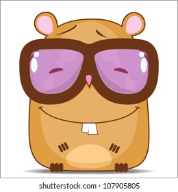 Vector illustration with funny cartoon hamster character.