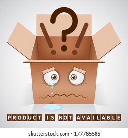 Vector illustration. Funny cartoon isolated empty brown box on white background. Light brown color. Colorful, creative and modern character for advertising, poster, banner, web and flyer.