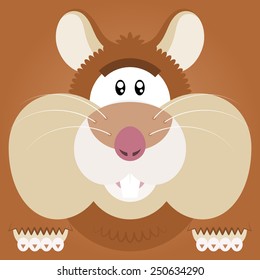 Vector illustration. Funny cartoon light-brown hamster. Closeup animal in square flat style.