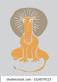 Vector illustration of funny cartoon lion