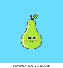 vector illustration of a funny cartoon pear with smile expression