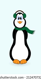 vector illustration of a funny cartoon penguin.