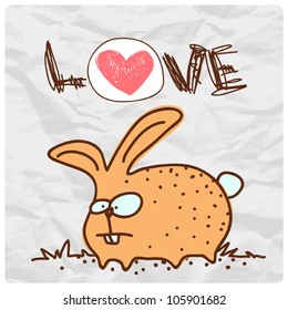 Vector illustration of funny cartoon rabbit character.