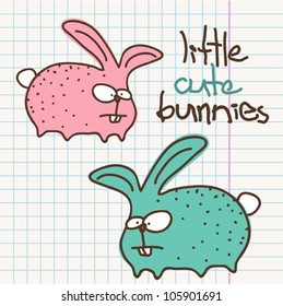 Vector illustration of funny cartoon rabbit character.
