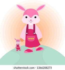 Vector Illustration of Funny Cartoon Rabbit Design For Kid