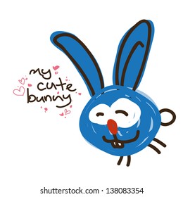 Vector illustration of funny cartoon rabbit character.