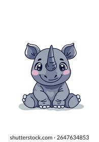 vector illustration funny cartoon rhinoceros