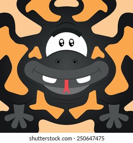 Vector illustration. Funny cartoon salamander. Closeup animal in square flat style.