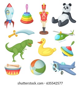 Vector illustration of funny cartoon toys for childrens isolate on white background