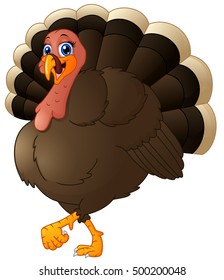 Vector illustration of Funny cartoon turkey