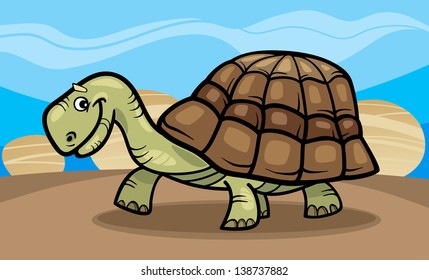 Vector Illustration of funny cartoon turtle reptile animal