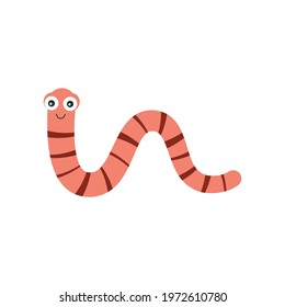 vector illustration of funny cartoon worm isolated on white background