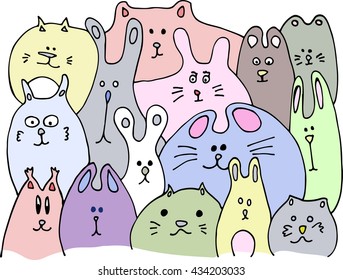 vector illustration of funny cats