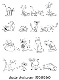 Vector illustration of a funny cats set