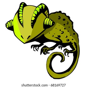 Vector illustration of funny chameleon