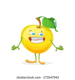 vector illustration of funny character yellow apple