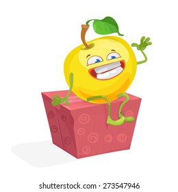 vector illustration of funny character yellow apple