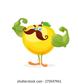vector illustration of funny character yellow apple
