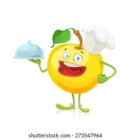 vector illustration of funny character yellow apple