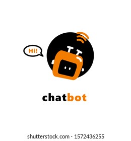 Vector illustration of funny chatbot say Hi. Artificial intelligence concept