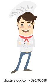Vector illustration Funny chef standing with his arms folded