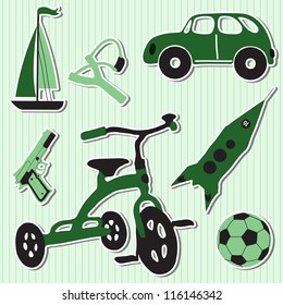 Vector illustration of funny children boy toys