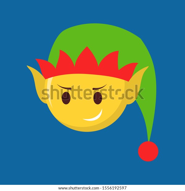 Vector Illustration Funny Christmas Emoji Smirking Stock Vector