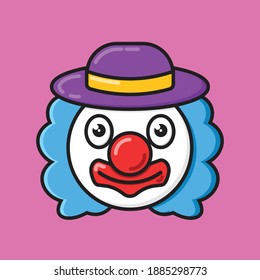 Vektorgrafik eines lustigen Clowns mit einem Hut auf flachem Hintergrund