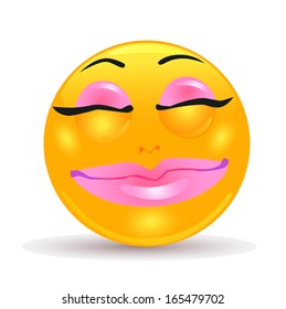 vector illustration of funny cool Emoticon smiling in complete delight and satisfaction