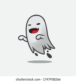 Vector illustration of funny and cool ghost graphics hanging around Halloween night - Isolated on a white background, flat design