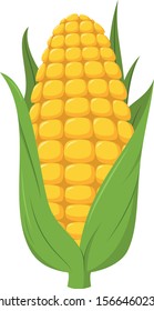 Vector illustration of a funny corncob in cartoon style.