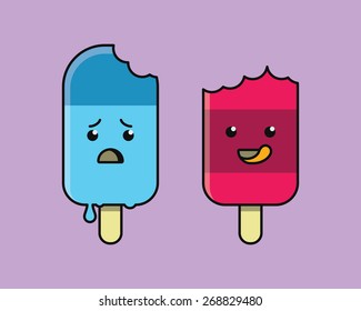 Vector illustration of  funny couple cartoon ice creams.