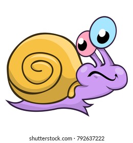 vector illustration of funny crazy snails with different colors and eye colors on a white background