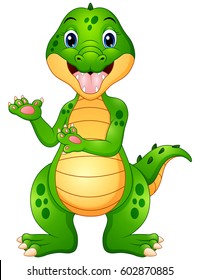 Vector illustration of Funny crocodile cartoon presenting