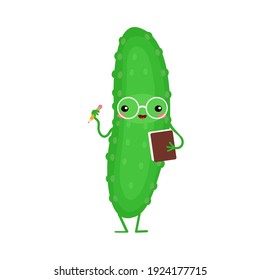  ilustración vectorial con pepino divertido, varias emociones de carácter. icono de las verduras lindas. caricatura de estilo plano. pegatinas
