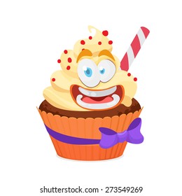 Vector illustration of funny Cupcake Character