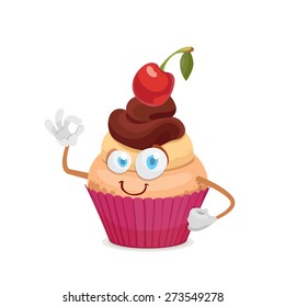 Vector illustration of funny Cupcake Character