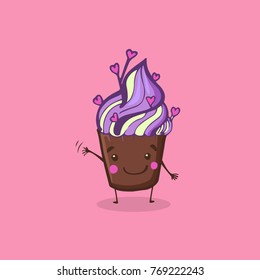 Vector illustration of funny Cupcake Character
