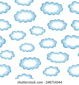 Vector illustration: Funny curly  cloudy seamless background