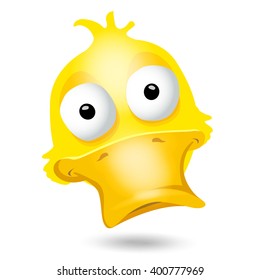 Vector illustration of funny cute cartoon duck character on white background. Kids Menu