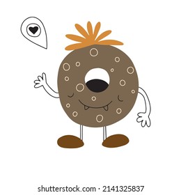Vector illustration with funny cute monster isolated on white background for textile and kids room decoration